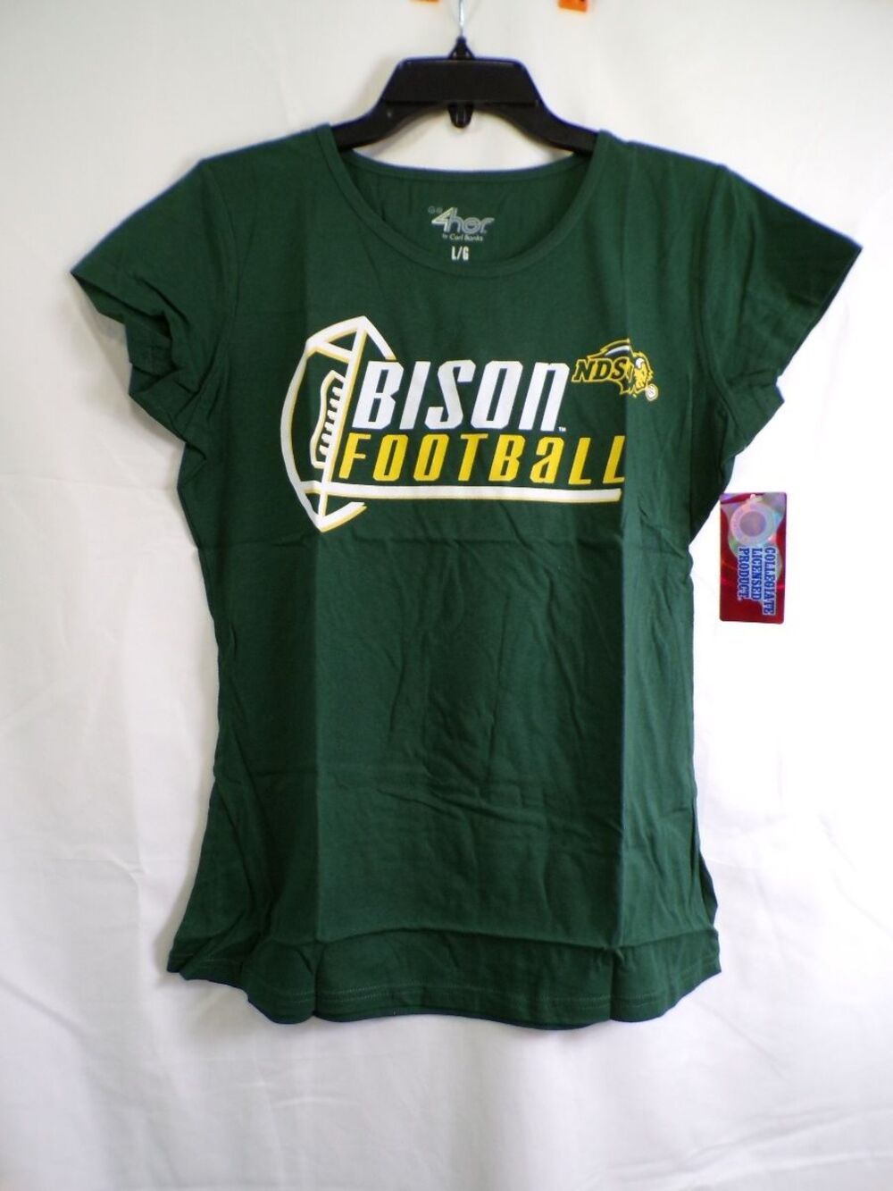 4Her Women's T-Shirt NDSU Bison Football Graphic Large Green Collegiate